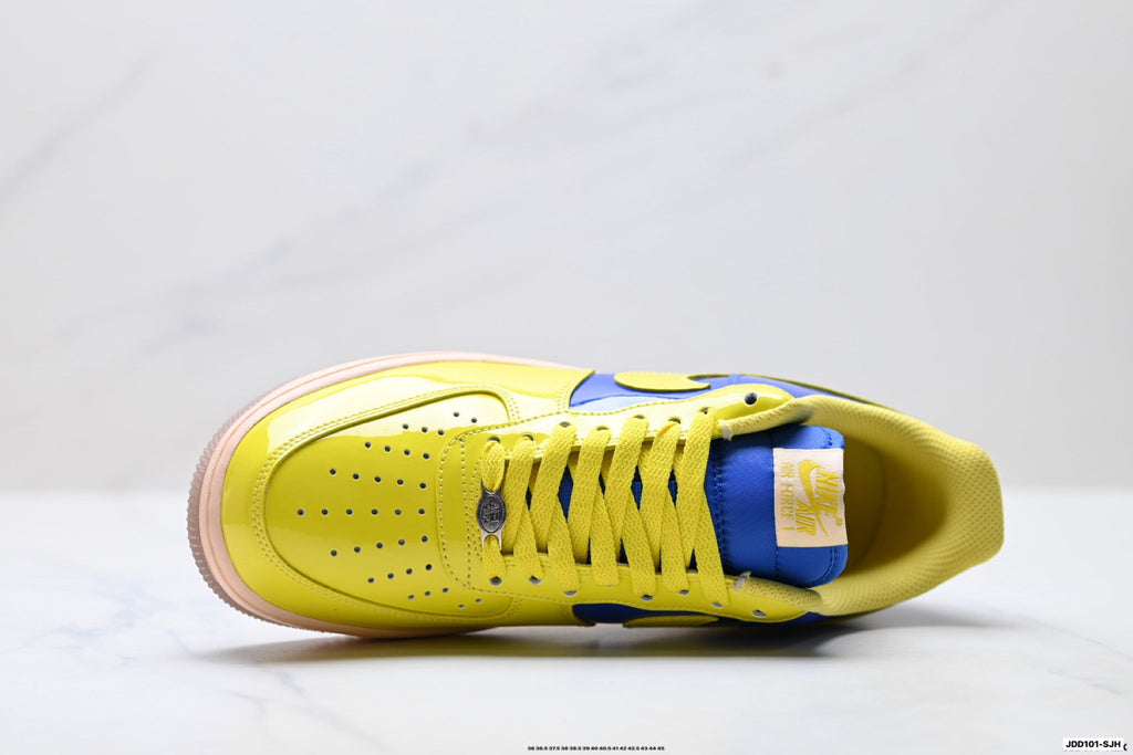 Nike Air Force 1 '07 LV8 Patent Low-Top Sneakers – Royal Blue/Yellow