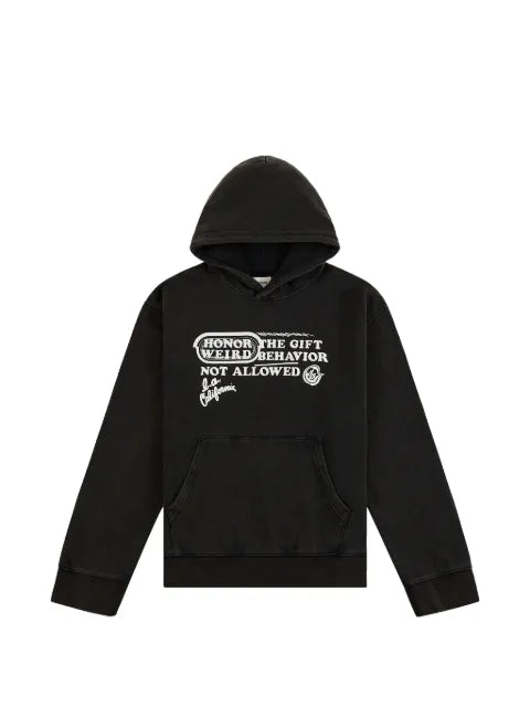 Honor The Gift Not Allowed graphic-print faded hoodie