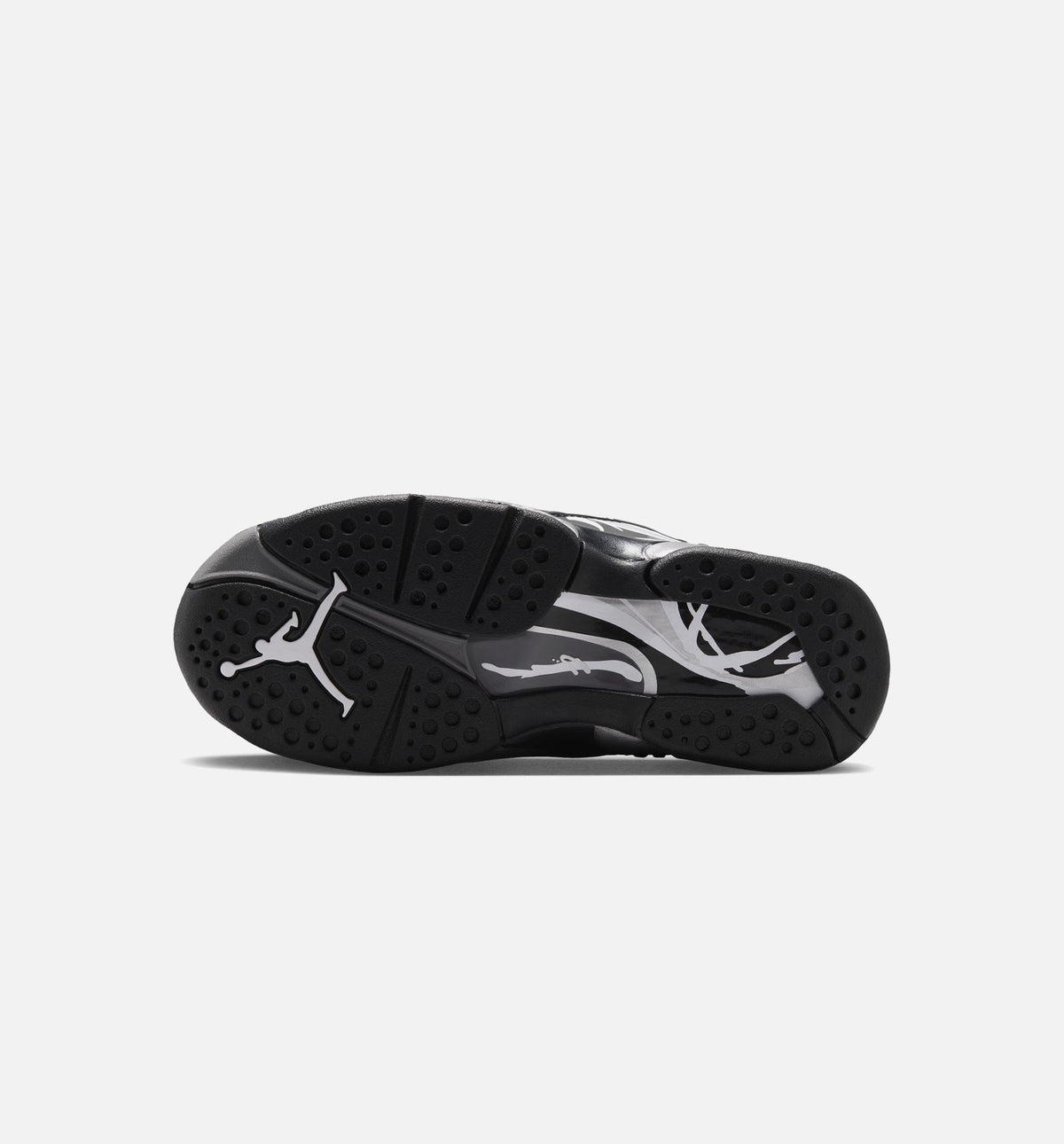 Air Jordan 8 Retro Chrome Black and Light Graphite Grade School Sneakers - Black/White/Light Graphite