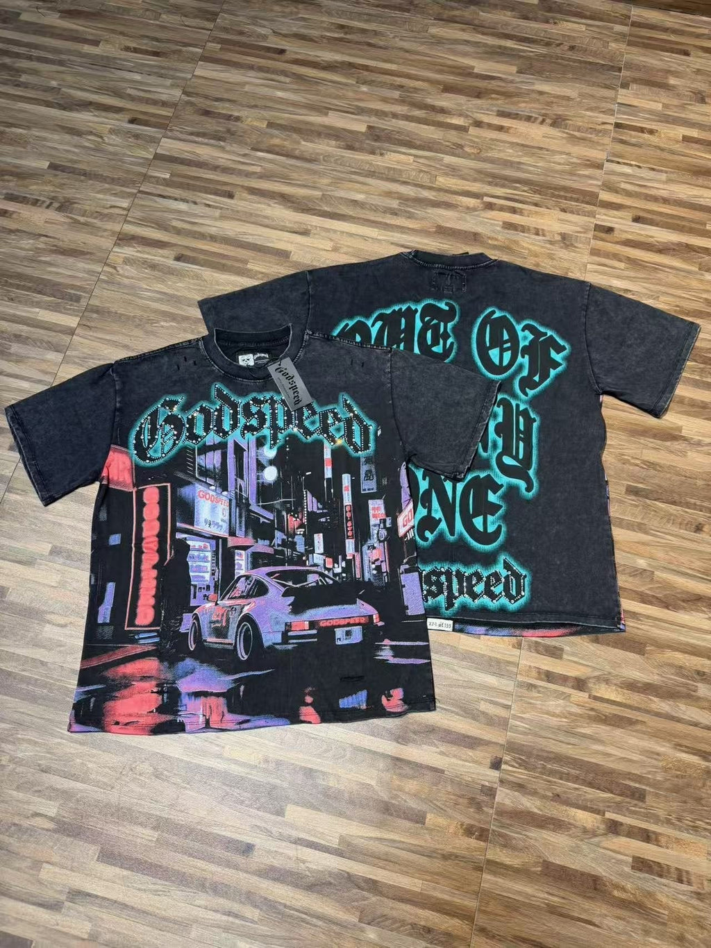 Godspeed City Car Rhinestone Graphic T-Shirt