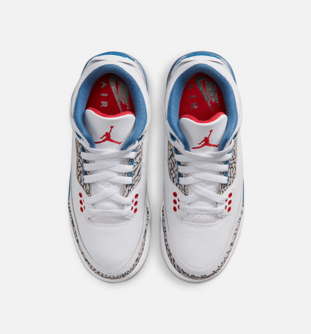Air Jordan 3 Retro OG True Blue Grade School – White/Fire Red/True Blue