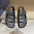 Dior Patterned Buckle Slide Sandals - Double Buckles